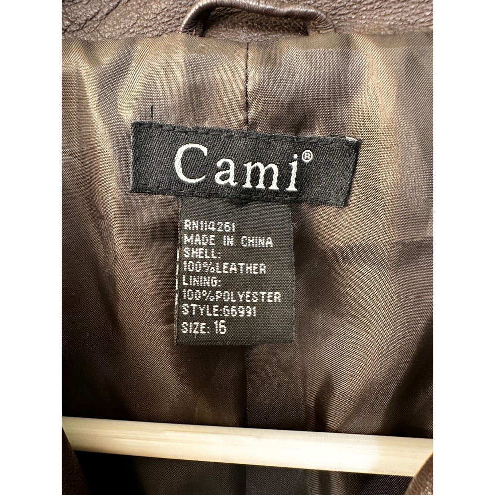 Cami Brown Leather Blazer Jacket 16 Puff Sleeve Brass Buttons Steampunk - Picture 5 of 11